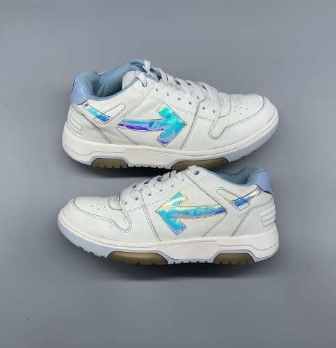 OFF-WHITE Out Of Office OOO Low Tops White Iridescent Blue 250mm(40)(ss256)
