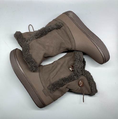 Crocs Round Toe Brown Warm Synthetic Boots 250mm(W8)(ss491)