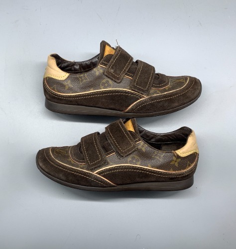 Louis Vuitton Monogram Speeding Velcro Sneakers Brown 245mm(6)(ss1216)