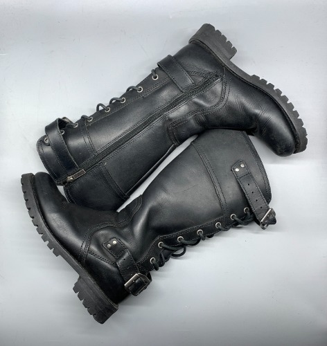 Harley-Davidson Alexa Back Lace Black Leather Motorcycle Boots 230mm(37)(ss1498)
